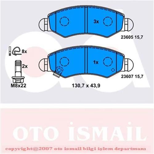 0986TB2344 ÖN BALATA AGİLA 1.0 1.2-1.3 CDTİ 00 SUZUKI WAGON R 1.3 4WD 00 - BOSCH