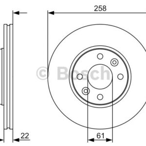 0986479556- ÖN FREN AYNASI KNG III 1.6-1.6 16V-1.5 DCİ 08 CITAN-DOKKER-LODGY 12 258x22x61x6DLx4BJ - BOSCH