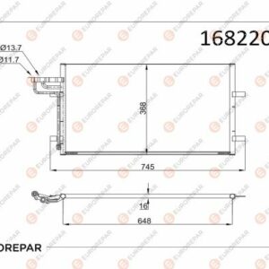 KLİMA RADYATORU KONDENSERİ FOCUS CMAX 03-07 1.6-1.8-2.0-1.6TDCI-1.8TDCI-2.0TDCI 628x371x16 - EUROREPAR