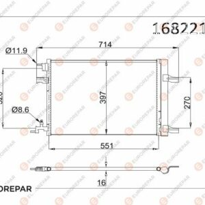 KLİMA KONDENSERİ ASTRA J-CRUZE-ZAFIRA C 1.4-1.6 A14-B14-D14 NET-NEL/ A16-B16 XER-LET 570x388x16 - EUROREPAR