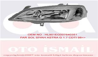 x FAR SİNYAL SOL ASTRA G 02/98-04/05 ELEKTRİKLİ H7 HB3 SİYAH - HELLA