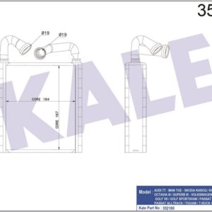 KALORİFER RADYATÖRÜ GOLF 7-PASSAT-TIGUAN-CRAFTER-OCTAVIA-SUPERB-ATECA-Q3 13 164X167X26 - KALE