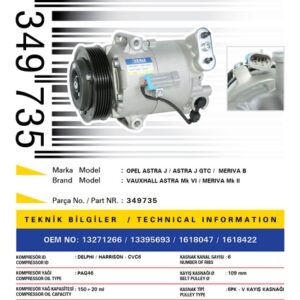 KLİMA KOMPRESÖRÜ ASTRA J-MERIVA 1.3CDTi-1.7CDTi 09 - KALE