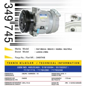 KLİMA KOMPRESÖRÜ MULTIPLA 99-10 LYBRA 99-05 - KALE