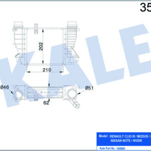 İNTERCOOLER AL/PL/BRZ CLIO III-MODUS-GRAND MODUS-NOTE-NV200 - KALE