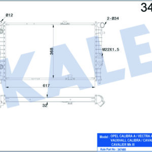 SU RADYATÖRÜ VECTRA A 1.6I 1.8I 2.0I 88-95 CALIBRA A 2.0I 94-97 AT AC BRAZING 617x368x32 - KALE