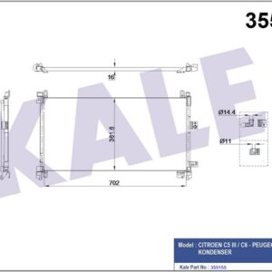 KONDENSER BRAZING AL/AL CITROEN C5 III-C6-PEUGEOT 508 I-508 SW I KONDENSER - KALE