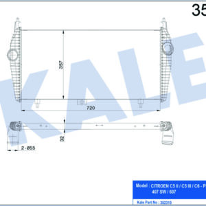 İNTERCOOLER C5 II-C5 III-C6-PEUGEOT 407-407 SW-607 2.2 HDI 04 - KALE