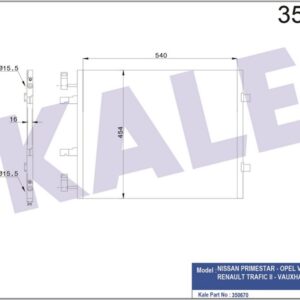 KONDENSER AL/AL PRIMESTAR-OPEL VIVARO-RENAULT TRAFIC II - KALE