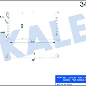 RADYATÖR AL/MKNK COCORDOBA-IBIZA-CADDY-POLO- POLO CLASSIC 1.4/1.6/1.7/1.8/1.9 96- MT - KALE