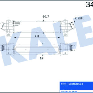 TURBO RADYATÖRÜ INTERCOOLER MONDEO III 2.0TDCI 2.2TDCİ 00 07 412x90.7x85 AL-PL-BRZ - KALE