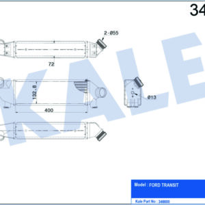 TURBO RADYATÖRÜ INTERCOOLER TRANSİT V184 ÖNDEN ÇEKER 125PS 01-06 AL/PL/BRZ 399x127x73 - KALE