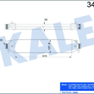 TURBO RADYATÖRÜ INTERCOOLER BRAVO 07 PUNTO 1.4TJET-1.6DMTJ-1.9 DMTJ 05 199A8.000 572x127x50 - KALE