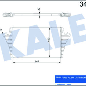 x TURBO RADYATÖRÜ INTERCOOLER VECTRA C 2.0 16V-2.2 DTİ 03 AL/PL/BRZ 650x397.4x20 - KALE