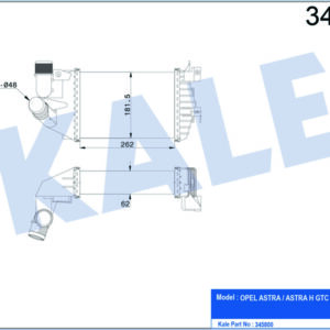 TURBO RADYATÖRÜ INTERCOOLER ASTRA H-ZAFIRA AL/PL/BRZ 262x181.5x62 - KALE