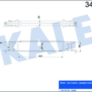 TURBO RADYATÖRÜ INTERCOOLER GRANDE PUNTO-MITO 1.3 AL-PL-BRZ 450x97x52 - KALE