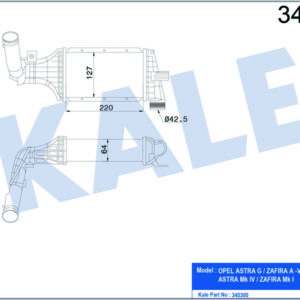 x TURBO RADYATÖRÜ INTERCOOLER ASTRA G-ZAFIRA A AL/PL/BRZ 220x127x64 - KALE