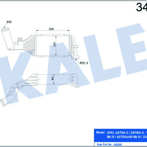 x TURBO RADYATÖRÜ INTERCOOLER ASTRA G-ZAFIRA A AL/PL/BRZ 220x127x64 - KALE