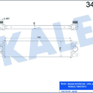 TURBO RADYATÖRÜ INTERCOOLER MASTER II-III-MOVANO 2.5DCI AL/PL/BRZ 738x175.3x40 - KALE