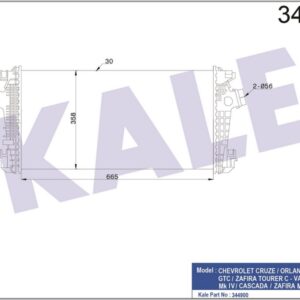 TURBO RADYATÖRÜ INTERCOOLER ASTRA J-CRUZE J300-J305-J308 -ZAFIRA TOURER C AL/PL/BRZ 665x35 - KALE