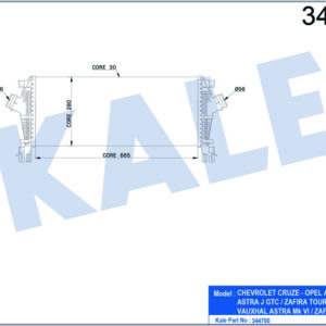 TURBO RADYATÖRÜ INTERCOOLER ASTRA J-CRUZE J308 -ZAFIRA TOURER C AL/PL/BRZ 665x280x30 - KALE