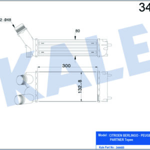 TURBO RADYATÖRÜ INTERCOOLER PARTNER 08 BERLINGO 08 1.6 HDI AL/PL/BRZ 300x147x76 - KALE