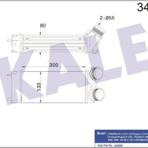 x TURBO RADYATÖRÜ INTERCOOLER C4-C4 PICASSO-P308-P3008-P5008 AL/PL/BRZ 300x147x76 - KALE