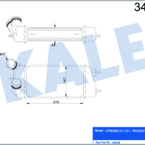 TURBO RADYATÖRÜ INTERCOOLER C3 02 1.4HDI 16V AL/PL/BRZ 275x147x64 - KALE