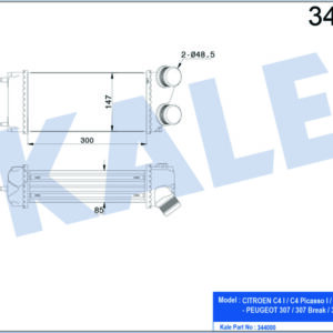 TURBO RADYATÖRÜ INTERCOOLER C4-C4 PICASSO-P307-P307 SW AL/PL/BRZ 300x147x85 - KALE