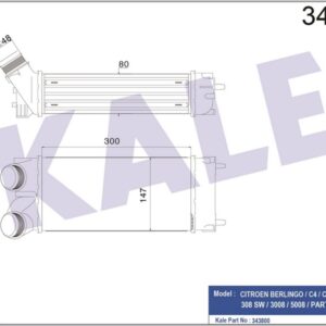 TURBO RADYATÖRÜ INTERCOOLER BERLINGO 04 C4 04 P308 07 PARTNER 04 1.6HDI AL/PL/BRZ 300x147x76 - KALE