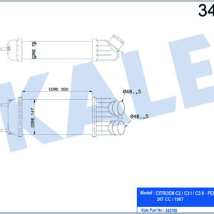 TURBO RADYATÖRÜ INTERCOOLER C2-C3 I-II-P207-P1007 AL/PL/BRZ 300x147x76 - KALE