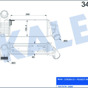 TURBO RADYATÖRÜ INTERCOOLER 406 98-04 607 00 C5 01-04 2.0HDİ-2.2HDI AL/PL/BRZ 298x133.4x85 - KALE