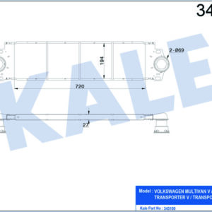 TURBO RADYATÖRÜ INTERCOOLER VW TRANSPORTER T5 AL/PL/BRZ 720x194x27 - KALE