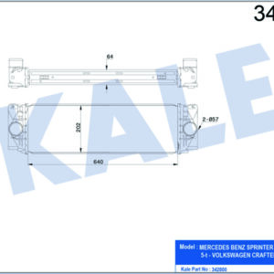 TURBO RADYATÖRÜ INTERCOOLER CRAFTER 06 2.5TDI AL/PL/BRZ 640x202x64 - KALE