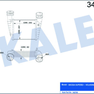 TURBO RADYATÖRÜ INTERCOOLER PASSAT-SUPERB AL/PL/BRZ 230x203x62 - KALE