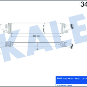 TURBO RADYATÖRÜ INTERCOOLER AUDI A4-A5-A6-Q5 2.0TFSI-1.8TFSI-2.0TDI 08 665X134.4X58 AL-PL-BRZ - KALE