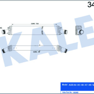 TURBO RADYATÖRÜ INTERCOOLER AUDI A4-A5-A6-A7-A8-Q5 2.7TDI-3.0TDI 08 720X134X76 AL-PL-BRZ - KALE