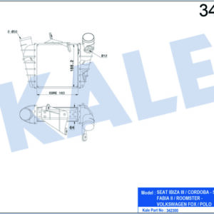 TURBO RADYATÖRÜ INTERCOOLER POLO 01-09 -IBIZA IV-FABIA 03-08 1.4TDI-1.9TDI AL/PL/BRZ 200x202x62 - KALE