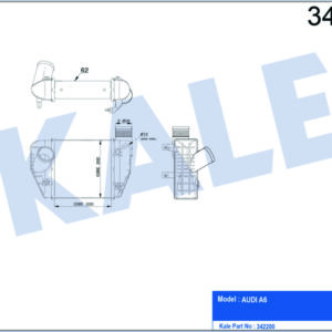 TURBO RADYATÖRÜ INTERCOOLER A6 4F5. C6 AL/PL/BRZ 200x202x62 - KALE