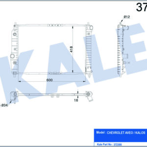 RADYATÖR CHEVROLET AVEO-KALOS AL/PL/BRZ 600x418x16 - KALE