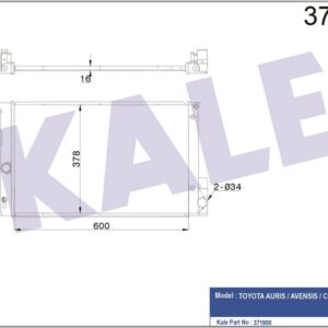 RADYATÖR AURIS-COROLLA-VERSO OTOMATİK AL/PL/BRZ 600x378x16 - KALE