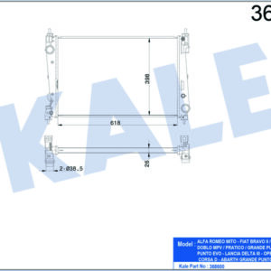 RADYATÖR PUNTO-BRAVO-CORSA D 1.3 JTD-1.7 CDTI 616x418x26 AL-PL-BRZ - KALE