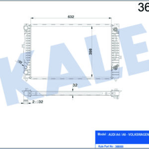 RADYATÖR A4-A6-SUPERB-PASSAT 1.6-1.8-1.9TDI 95-00 632X398X32 AL-PL-BRZ - KALE