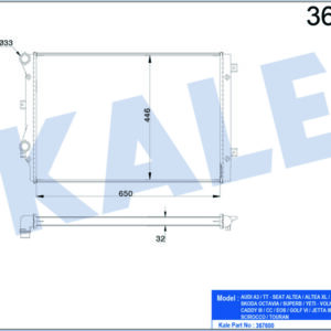 SU RADYATÖRÜ AUDI A3-TT 04 SEAT ALTEA-LEON-TOLEDO III 07 SKODA OCTAVIA-SUPEB-YETI 07 VW GOLF VI- JETTA III-IV-PASSAT-SCIROCCO 09 1.8 2.0TFSI-TSI MT BRAZING 650x446x32 5K0121253B-1K0121251BB - KALE