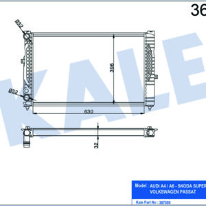 RADYATÖR A4-A6 1.8-PASSAT 1.6 1.8 00-05 630X396X34 AL-PL - KALE