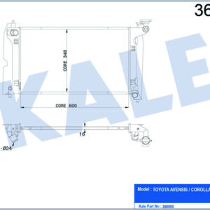 RADYATÖR AVENSIS-COROLLA 1.4-1.6 VVTİ AL/PL/BRZ 600x348x16 - KALE