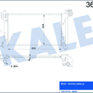 RADYATÖR COROLLA 1.4-1.6 VVTİ AC KLİMASIZ MEK AL/PL/BRZ 600x348x16 - KALE