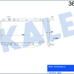 RADYATÖR TOYOTA RAV 4 II AL/PL/BRZ 375x738x26 - KALE