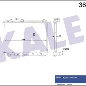 RADYATÖR SUZUKI SWIFT III AL/PL/BRZ 375x548x26 - KALE