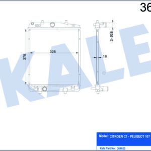 x RADYATÖR P107-C1 DV4TD 1.4HDI 8V-TOYOTA AYGO D4D MEKANİK 375x328x16 AL-PL-BRZ - KALE